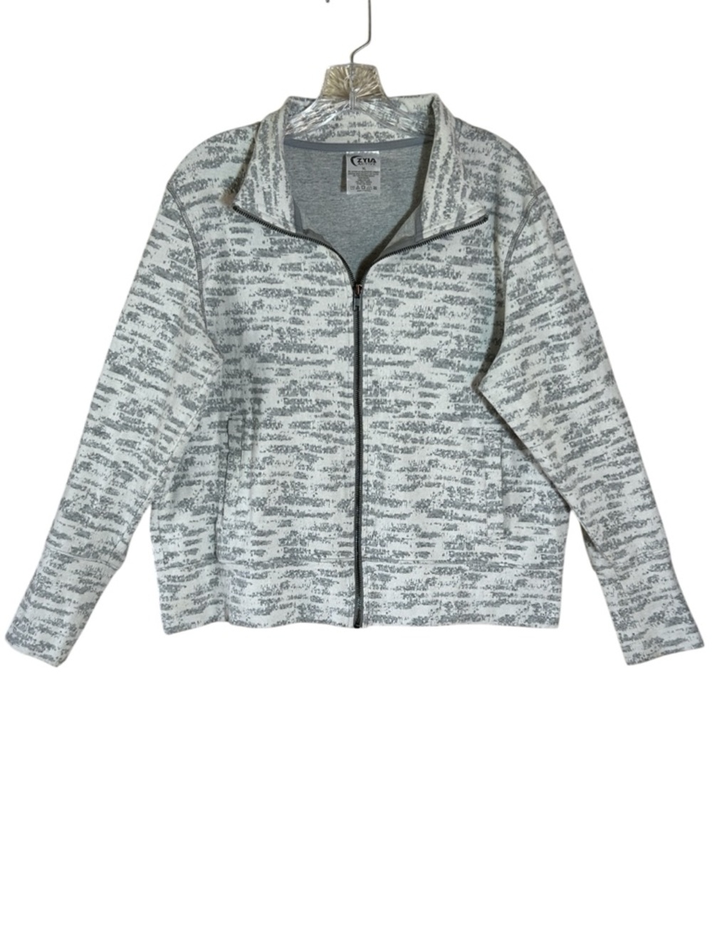 Zyia Active Grey And White Full Zip Sweatshirt